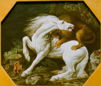 Leeuw die een paard aanvalt door George Stubbs